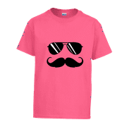 Mustache' Youth T-Shirt S Pink