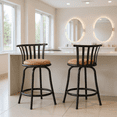 thumbnail image 3 of Homy Casa Set of 2 Industrial Swivel Counter Stools with Hollow Back and Sturdy Metal Frame, 3 of 10
