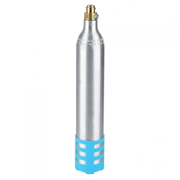 Botella de refresco recargable de 0,6 L con cilindro de CO2 reutilizable - Funda de silicona azul