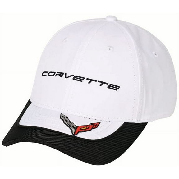 C8 Corvette Hat White with Carbon Accent Bill