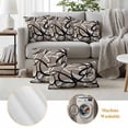thumbnail image 6 of Brown Geometric Outdoor Waterproof Pillow Covers, Vintage Black White Striped Abstract Art Decorative Square Throw Pillowcase Sofa Cushion Sham for Patio/Couch/Chair, 18"x18" 2 Pack, 6 of 8