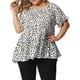 thumbnail image 1 of Blusa de peplum con volantes en las mangas y cuello redondo para mujer de tallas grandes Agnes Orinda 2X blanca, 1 of 6