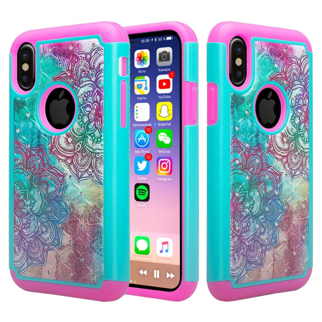 iPhone Xs/X Case, iPhone Xs/X [Shock Absorption/] Damond Crystal Hybrid