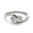 thumbnail image 3 of 14k White Gold Bezel Set Band Two Stone Diamond Ring 1/2 cttw SZ 3.5, 3 of 4