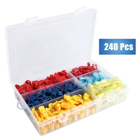 240 PCS T-Tap Wire Connectors,Electrical Terminals Assortment - Heavy Duty Insulated Quick Wire Splice Taps and Insulated Male Quick Disconnect