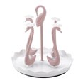 thumbnail image 1 of Swan Cup Holder with Rotating Drip Tray Plastic Rotatable Drinking Cup Drainer Stand Rack for Home Kitchen Pink 4 Heads, 1 of 5