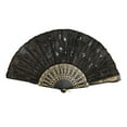 thumbnail image 2 of MRULIC Fans Best Chinese Style Dance Wedding Party Lace Silk Folding Hand Held Flower Fan + Black, 2 of 2