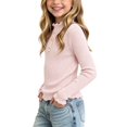 thumbnail image 5 of Sakuulaan Girls Long Sleeve Tops,Ribbed Knit Ruffle Neck Lace Button Fall Winter School Casual Shirt, 5 of 6