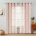 thumbnail image 2 of ZMLEVE Rideaux en Lin Style Ferme pour Salon 96 Pouces de Longueur Imprimé Floral Rideaux Semi-Transparents pour Chambre à Coucher Rideau Filtrant la Lumière Illets 2 Panneaux Terrared sur Beige, 2 of 7