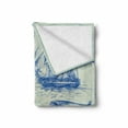 thumbnail image 2 of Nautical Anchor Soft Flannel Fleece Blanket, Whale Sail Boat Steering Wheel and Old Lighthouse Fishing Theme Sketchy, Cozy Plush for Indoor and Outdoor Use, 70" x 90", Eggshell Blue, by Ambesonne, 2 of 6