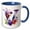 Blue/White, variant on 3drose, Pretty Floral Monogram Initial V, 11oz Two-tone Black Mug