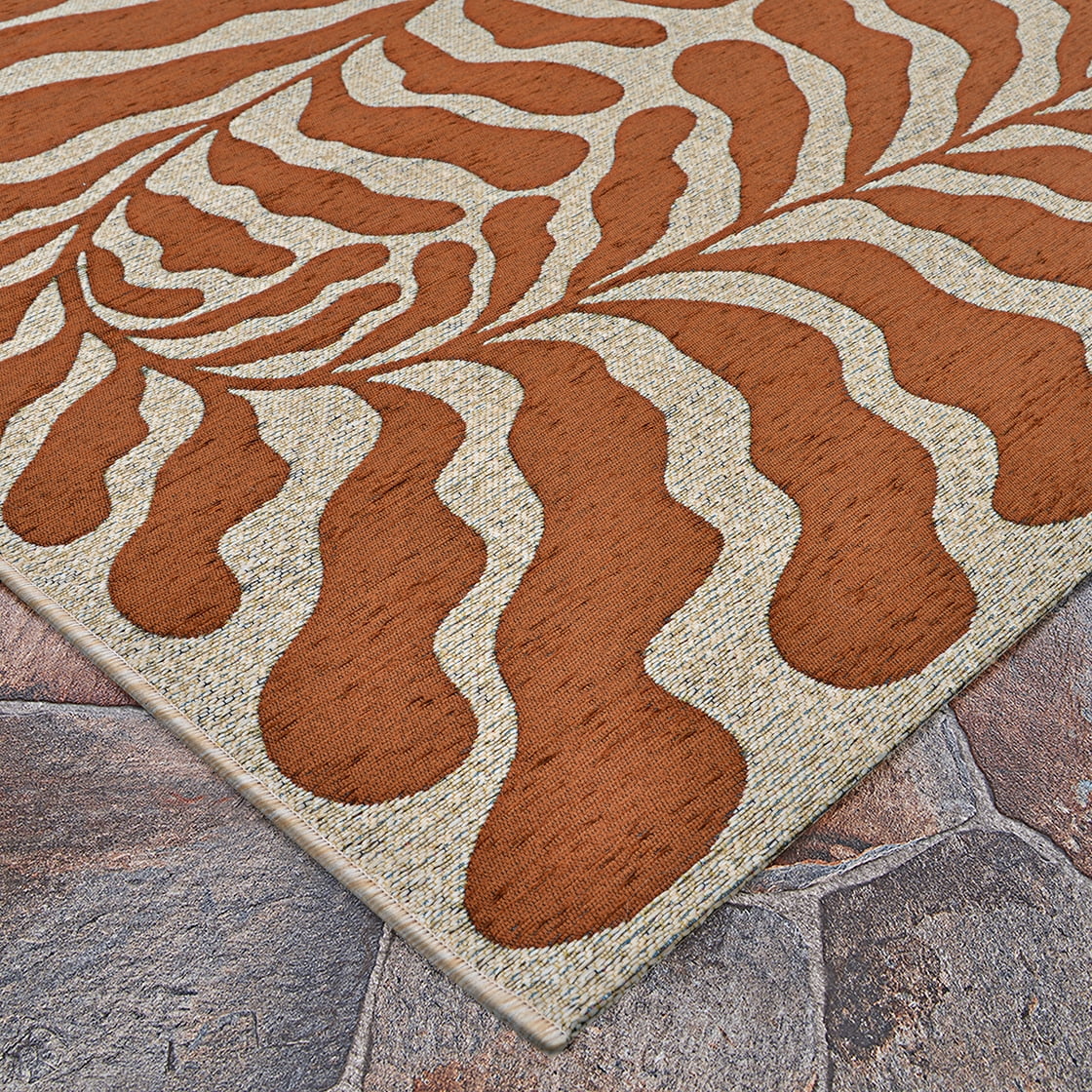 Couristan Castille Fiore 5'3" x 7'6" Terra and Cotta Outdoor Rug