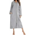thumbnail image 6 of HLSOHJP Women's Long Robe Zip Up Hoodie House Coat Pocket Long Sleeve Full Length Housecoat, 6 of 6