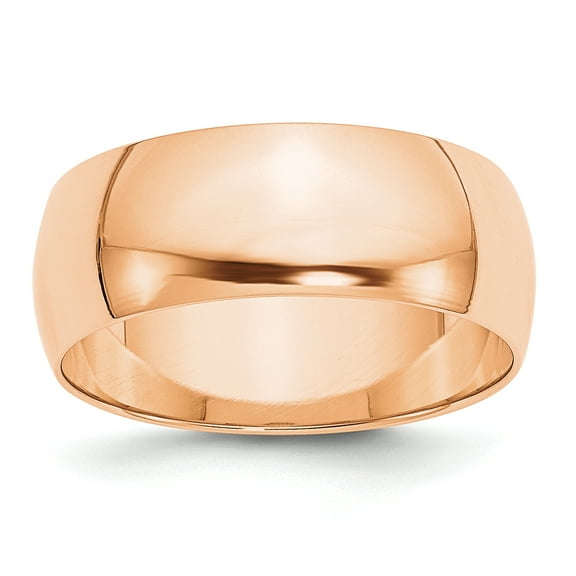 Primal Gold 10 Karat Rose Gold 8mm Lightweight Half Round Band Size 10
