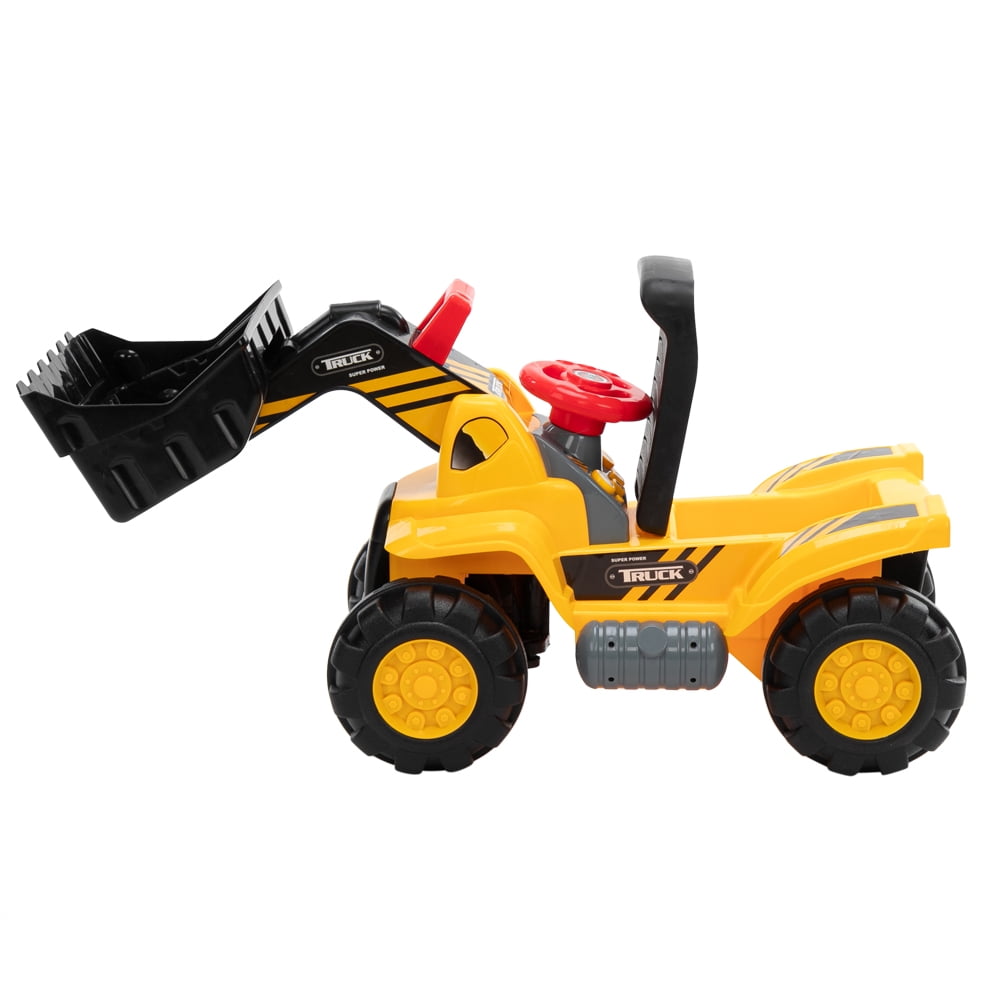 Lowestbest Kids Ride-On Bulldozer, Electric Toy Car, Outdoor Digger Scooper Pulling Cart With Front Loader Digger Horn Underneath Storage Lowestbest Kids Ride-On Bulldozer, Electric Toy Car, Outdoor Digger Scooper Pulling Cart With Front Loader Digger Horn Underneath Storage