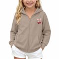 thumbnail image 3 of JAJAHO Girls Zip Up Hoodie Sweatshirt With Pockets Cherry Print Long Sleeve Jacket For Kids 5-14Y, 3 of 6