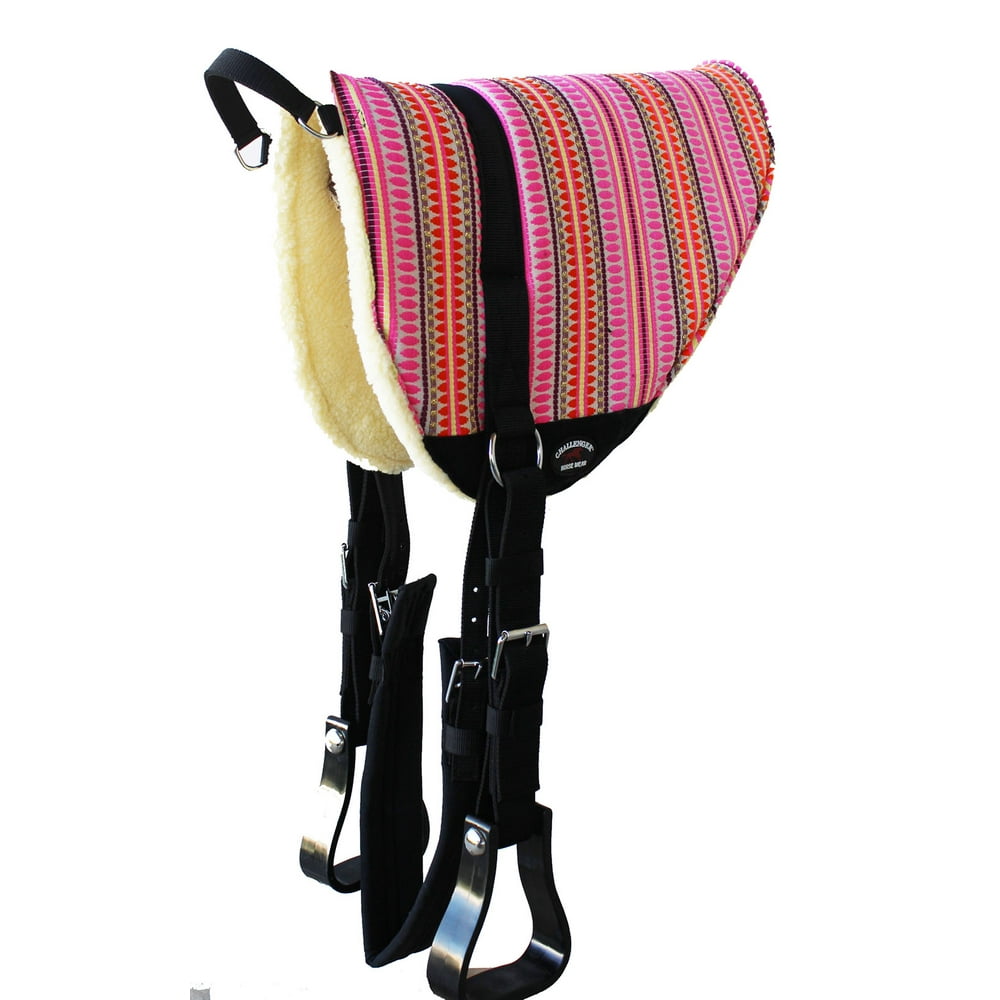 Horse SADDLE PAD Western Fleece Padded Bareback w/ Stirrups 39RT10