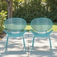 thumbnail image 3 of Tcbosik Set of 2 Metal Chairs for Indoor & Outdoor, Heavy Duty Lounge Chair, Armless Chair for Living Room, Garden, Balcony, Backyard, Teal, 3 of 10