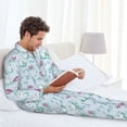 thumbnail image 6 of Salouo Rabbit And Butterfly Print Button-Front Long Sleeve Pajama Set for Men, Soft 2Pjs Men's Long Sleeve Sleepwear-X-Large, 6 of 7