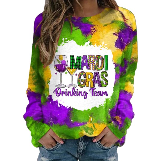Gibobby Sudaderas para mujer Camisa de para mujer, sudadera, camisa de día de fiesta de , Top informal de manga larga (Verde, L)