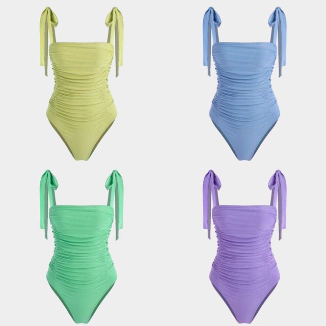 Traje de baño de una pieza para mujer, plisado, sexy, ajustado, que cubre el vientre, traje de baño conservador