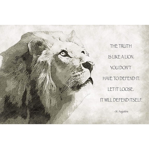 EzPosterPrints - Most Popular Lion Theme Quote Posters - Power Strength Brave Beast Motivational Quotes Poster Printing - Wall Art Print for Home Office - THE-TRUTH - 18X12 inches