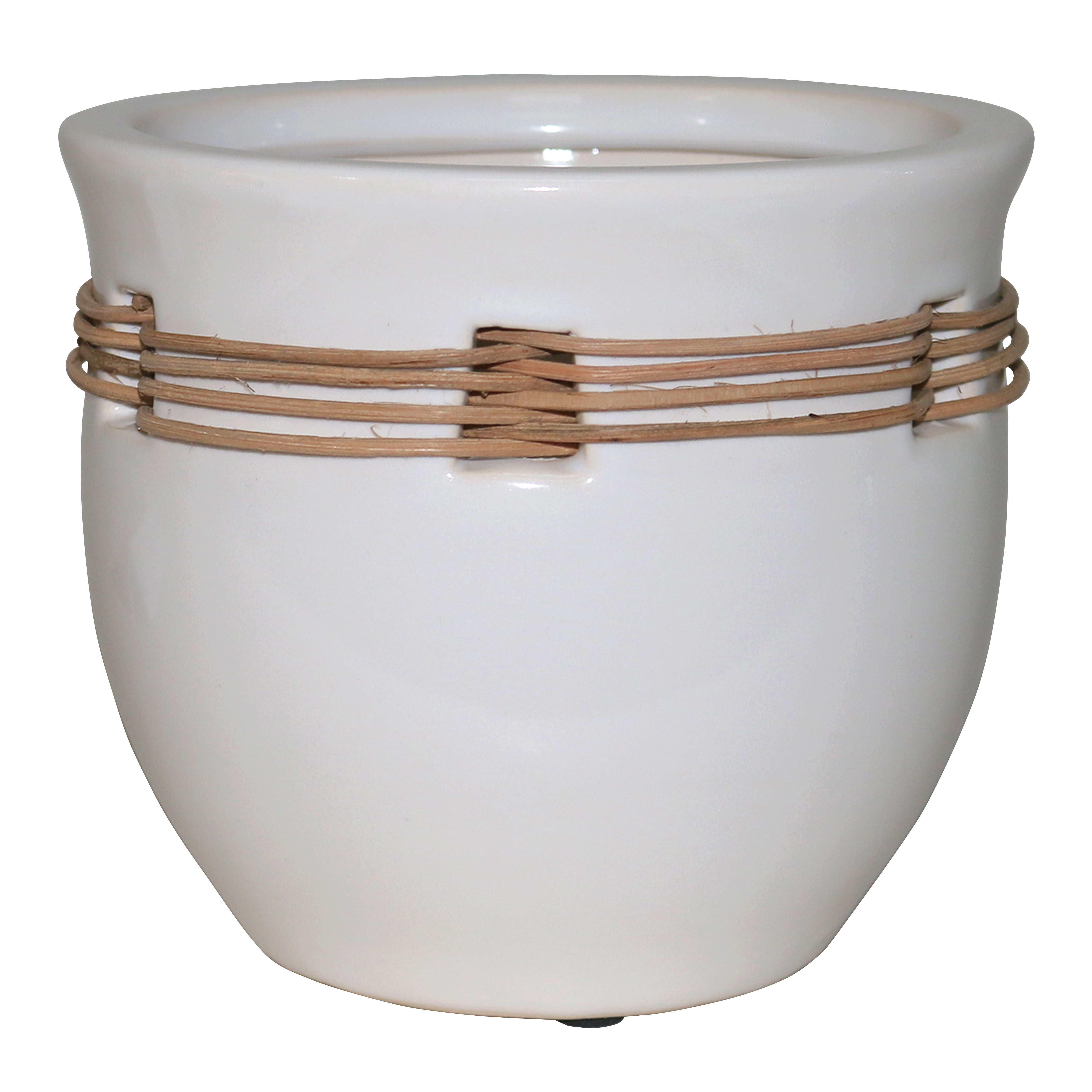 Better Homes&amp;gardens 6 inch White Glazed Ceramic Basket Pot
