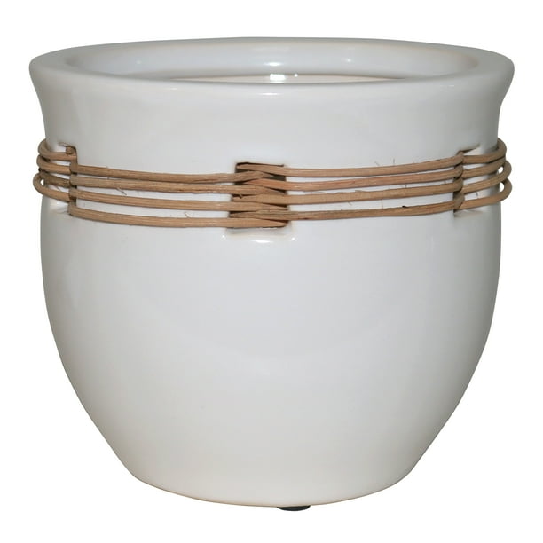 Better Homes & Gardens Round White Ceramic Plant Pot