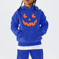 thumbnail image 4 of Abcomgle Halloween Hoodies for Teen Girls Funny Pumpkin Face Sweatshirts with Hooded Casual Long Sleeve Pullover Sweatshirts with Pocket Fall Holiday Sweaters for Teen Girls, 4 of 6
