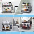 thumbnail image 4 of Organizador de Encimera 2 Niveles Acero Inoxidable con Cesta y Barandillas para Baño Cocina Especias Maquillaje Negro, 4 of 6