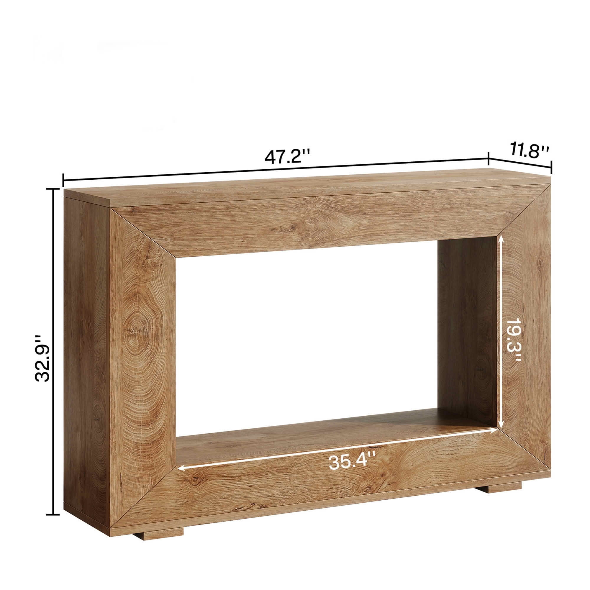 MAYEERTY 47.2" Farmhouse 2-Tier Console Table, E1 MDF Square Leg Entryway Sofa Table with Adjustable Anti-Slip Pads