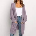 thumbnail image 1 of CHUANK Womens Patchwork Cardigan Long Sleeve Open Front Knit Sweaters Coat Pockets Yellow M, 1 of 5