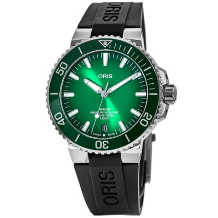 Oris Aquis Date Green Dial Rubber Strap Men's Watch 01 400 7763 4157-07 4 24 74EB