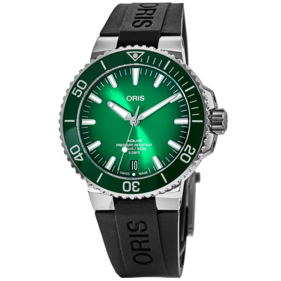 Oris Aquis Date Green Dial Rubber Strap Men's Watch 01 400 7763 4157-07 4 24 74EB
