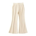 thumbnail image 2 of HUAXUN-Girls Ice Silk Flare Pants | Soft Lightweight Summer Pants with Elastic Waist | Breathable Loose Fit for Outdoor Play(Beige,3-4Years), 2 of 3