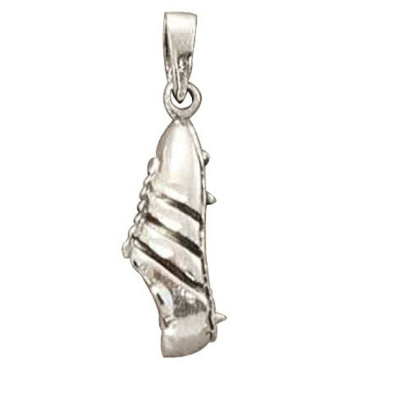 Sterling Silver 24" 1.2mm Box Chain Soccer Shoe Cleats Pendant Necklace