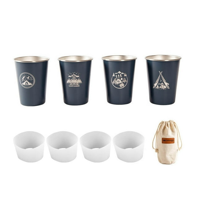 Advancent Juego de 4 piezas de acero inoxidable, taza de té de vino, cerveza al aire libre, tazas de agua de 350ML, patrón impreso, viaje, Ropa Deportiva, Zapatos tipo8