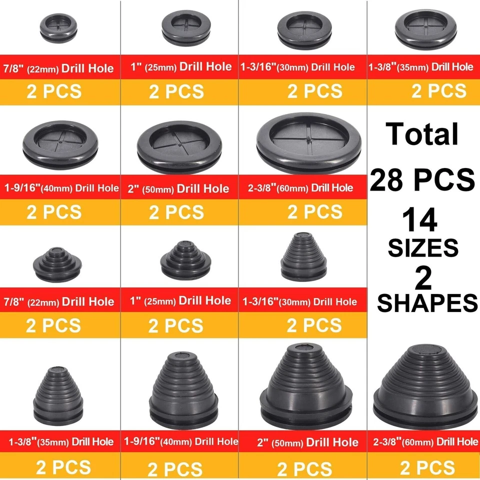 CIRCLE- Rubber Grommet Firewall Hole Plug Electrical Wiring Gasket Assortment Kit