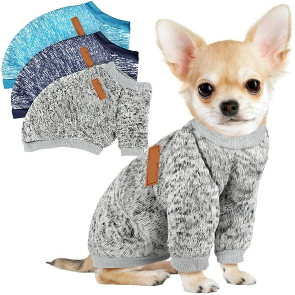 3 Pack Dog Sweaters for Small Dogs Girl Boy Winter Fleece Clothes Warm Soft Dog Sweatshirt Outfit for Dogs Cats Pet Apparel