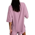 thumbnail image 6 of YATELLE Womens Shorts Sets 2 Piece Outfits Summer 2025 Half Sleeve Crew Neck Cotton Lounge Sets Matching Clothing, 6 of 6
