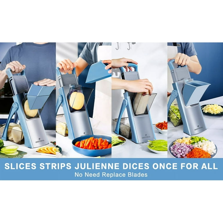 ONCE FOR ALL Upgrade Safe Mandoline Slicer Plus, Biger Size, Adjustable  Vegetable Food Chopper Potato Fries Cutter, Detachable Blade, Kitchen  Chopping