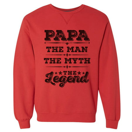 Mens Dream Super Soft Sweatshirt ”Papa The Man The Myth The Legend” High Quality Long Sleeve Sweater X-Large, Red