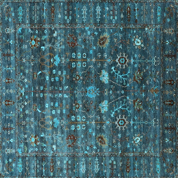 Ahgly Company Indoor Square Oriental Light Blue Industrial Area Rugs, 5' Square
