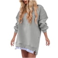 thumbnail image 2 of Gspmoly Robes Décontractées pour Femmes, Mode Femmes Décontractée à Empiècements Fermeture Éclair Latérale Col Rond Chandail Uni Manches Longues Robes Cocktail Robes pour Femmes Offres Hebdomadaires, 2 of 8