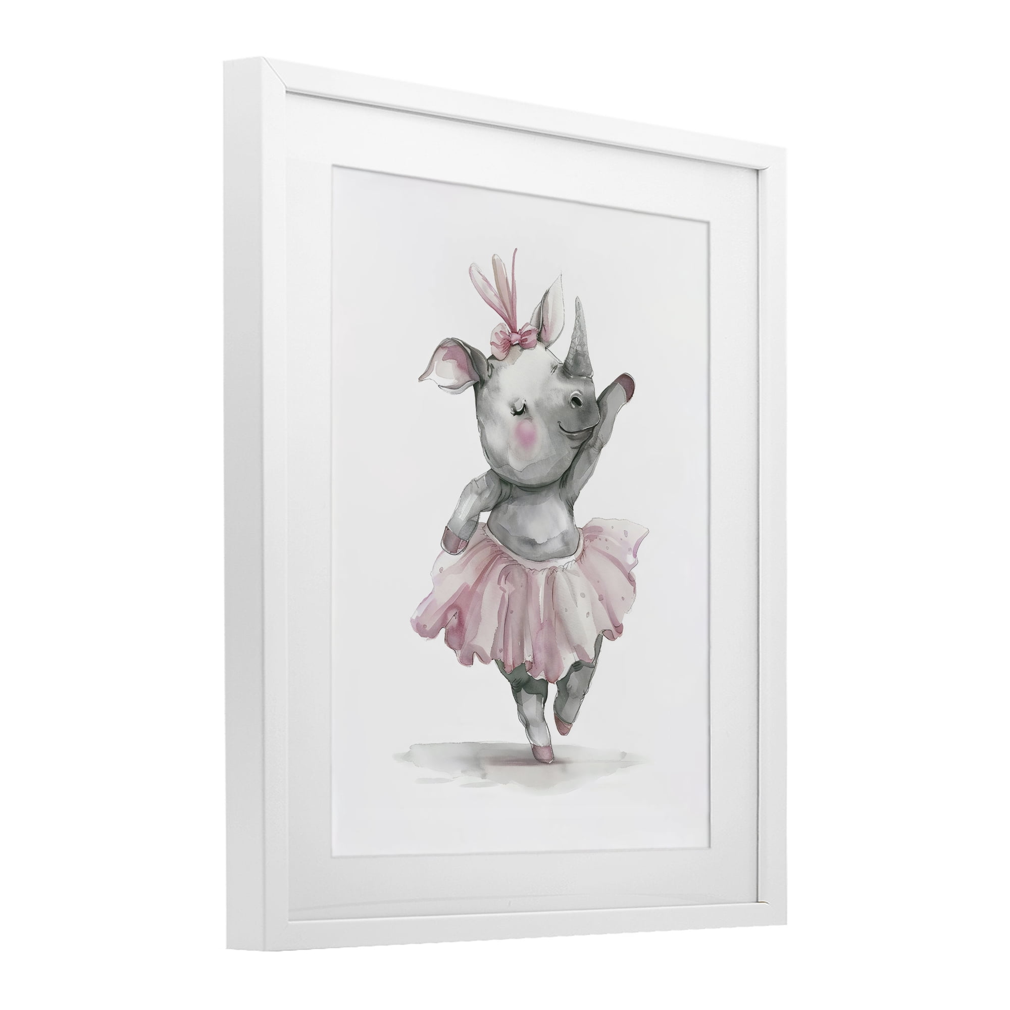 Stupell Industries Ballerina Rhino in Pink Tutu White Framed Print Under Glass, design by LSR Design Studio