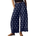 thumbnail image 3 of Womens Lace Trim Wide Leg Pants 2026 Summer Cropped Lace-Hem Pants Casual Outfits with Pockets , L, 3 of 7