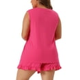 thumbnail image 4 of DARING DIVA Women's Plus Size 2-Piece Ruffle Knit Sleeveless Pajamas Set 1X Hot Pink, 4 of 6