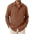 thumbnail image 3 of YODETEY Men's Long Sleeve Casual Cotton Button Down Shirt, Solid Collar Dress Shirts with Chest Pocket,Size S-3XL, 3 of 7