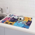 thumbnail image 6 of Honeii Colorful Cats Pattern Art Print Kitchen Drying Mat Coffee Bar Mat Hide Stain Coffee Maker Mat for Countertops Coffee Pot Dish Drying Mat, 6 of 7