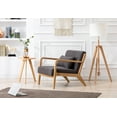 thumbnail image 4 of Dayalane Modern Accent Chair, Oak Wooden Armchair Linen Upholstered Sofa Chair with Back, Mid Century Reading Chair for Living Room Bedroom Reception Room, Grey, 4 of 9